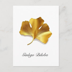 Cartão Postal Folha de Ginkgo Dourada - Símbolo de Longevidade e