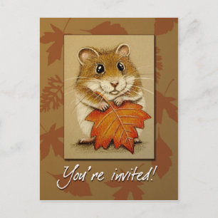 Cartão Postal Folha de Hamster e outono - Cartão-postal