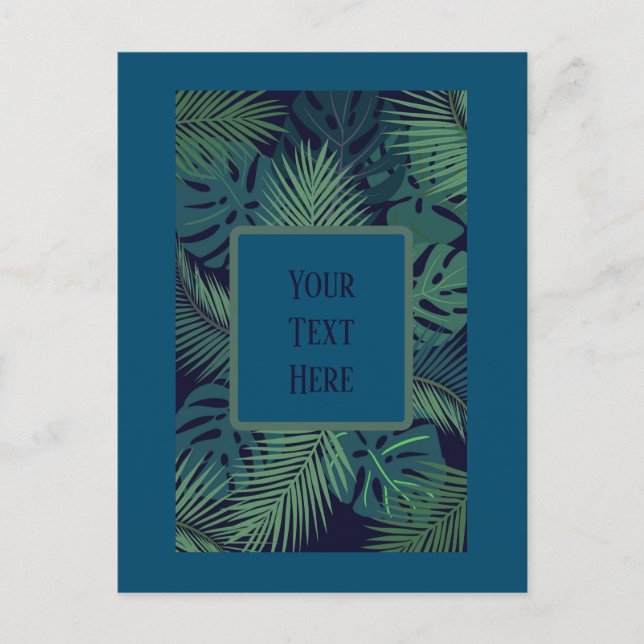 Cartão Postal folha de palmeira tropical-escura moderna, folhas  (Frente)