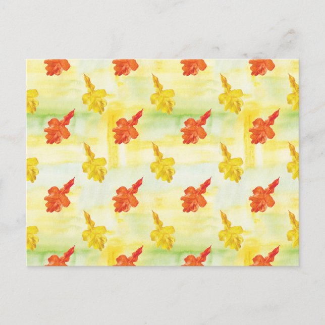 Cartão Postal folha outono de aquarela (Frente)