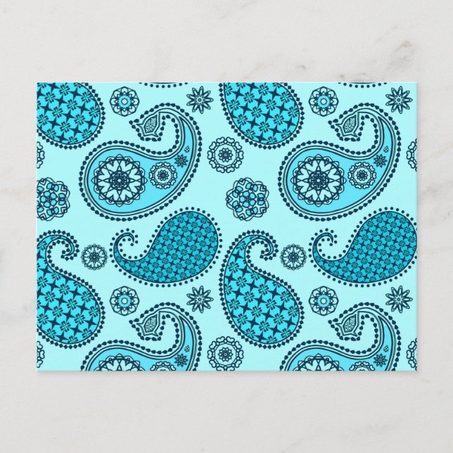 Cartão Postal Folha, turquesa, aqua e marinho (Frente)