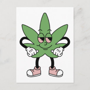 Cartão Postal Folha Verde Cartoon