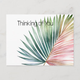 Cartão Postal Folha Verde Rosa Tropical