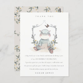 Cartão Postal Folhagem Bonita De Hippo Qualquer Idade Aniversári