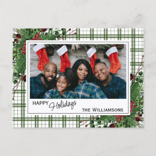 Cartão Postal Folhagem Botânica de Berries Vermelhos Clássicos