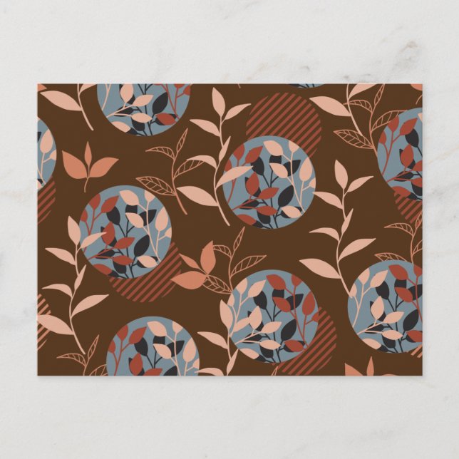 Cartão Postal Folhagem e Folhas no Padrão do outono (Frente)