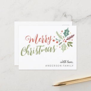 Cartão Postal Folhagem Feliz de Natal