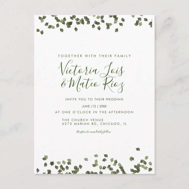 Cartão Postal Folhas Caem Outono Rústico Casamento   (Frente)