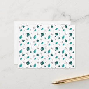 Cartão Postal Folhas de Árvore Evergreen e Berries Red Holly