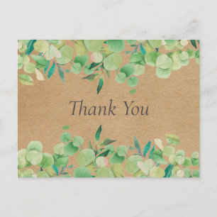 Cartão Postal Folhas de Eucalipto Rustic Kraft Agradecimento Emp