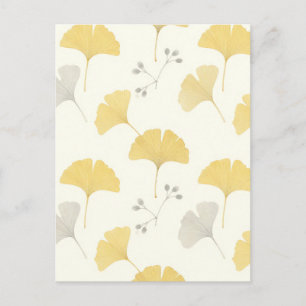 Cartão Postal Folhas de Leque de Ginkgo Amarelo se Repetindo
