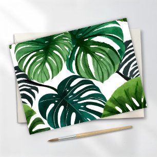 Cartão Postal Folhas de Monstera Aquarela Moderna Simples