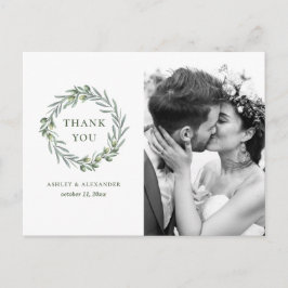 Cartão Postal Folhas de oliveira. Obrigado de casamento italiano