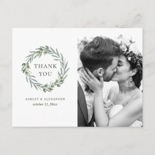 Cartão Postal Folhas de oliveira. Obrigado de casamento italiano