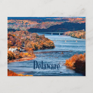Cartão Postal Folhas de Outono do Rio Delaware