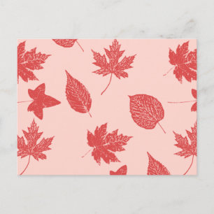 Cartão Postal Folhas de outono - laranja coral e rosa