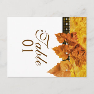 Cartão Postal Folhas de outono tecem "número de mesa" de diamant