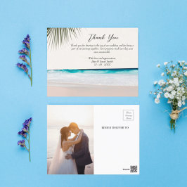 Cartão Postal Folhas de Palmeira de Foto Personalizada Agradecim