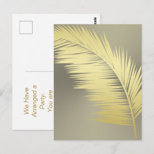 Cartão Postal Folhas de Palmeira Tropical Dourada