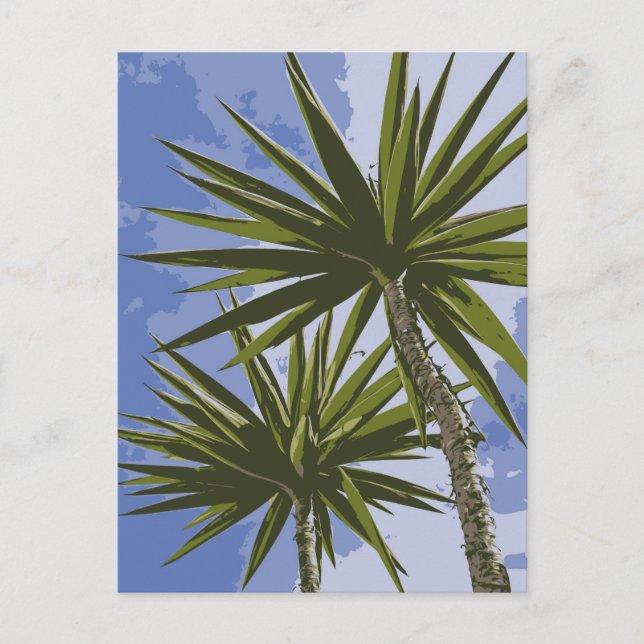 Cartão Postal Folhas de Palmeira Yucca Tropical com Efeito de Pi (Frente)