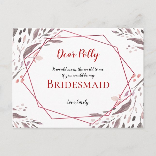 Cartão Postal Folhas de Toneladas/Geométrico/Pedido de Bridesmai (Frente)