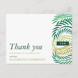 Cartão Postal Folhas Tropicais De Palma, Casamento De Praia Obri