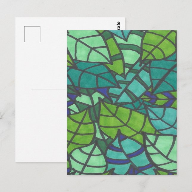 Cartão Postal Folhas Tropicais Verdes (Frente/Verso)