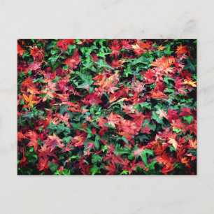 Cartão Postal Folhas - Vermelho e Verde