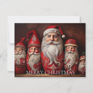 Cartão Postal Folheto Art Primitivo Colecionadores de Papai Noel