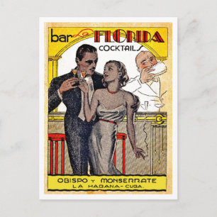 Cartão Postal Folheto de Cocktails Vintage de Cuba