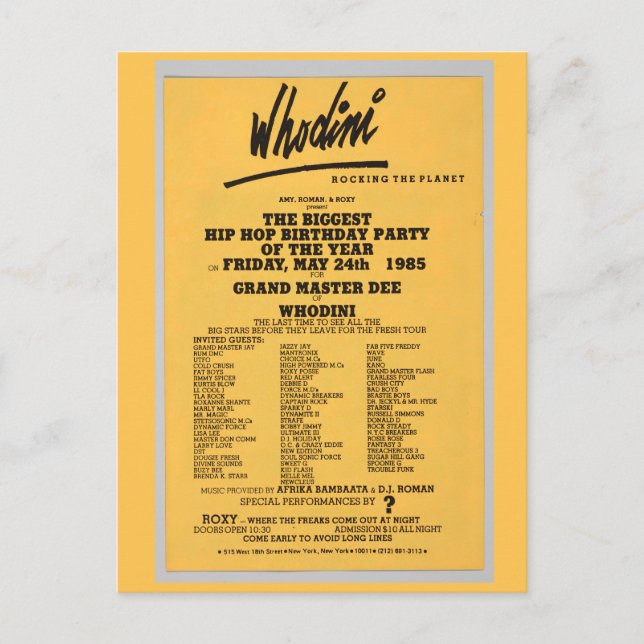 Cartão Postal Folheto de Hip Hop (Frente)