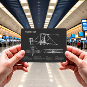 Cartão Postal Folheto Wright - Planos de desenho de avião em pla