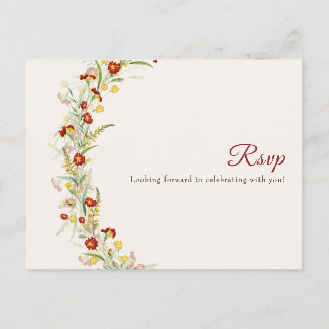 Cartão Postal Folia de Malmequer Amarelo de Flor Selvagem Casame (Frente)