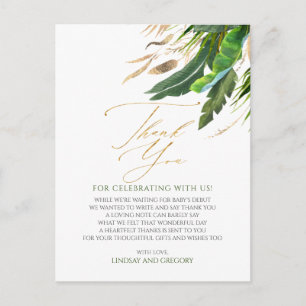 Cartão Postal Foliage Floral Tropical Exótica Obrigado