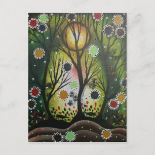 Cartão Postal Folk Art_By Lori Everett, Dia Dos Mortos,Arte Em 