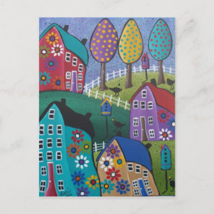 Cartão Postal Folk ART Day's Gone BY LORI EVERETT postal card