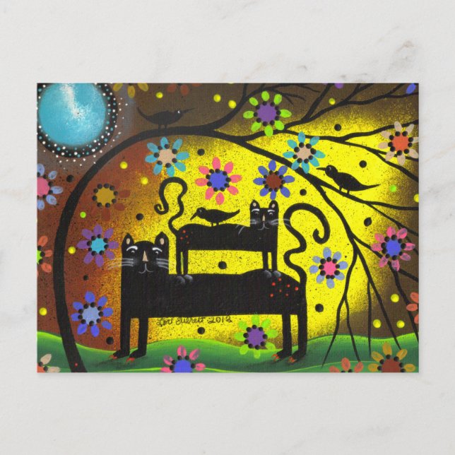 Cartão Postal Folk Art Double Trouble De Lori Everett (Frente)