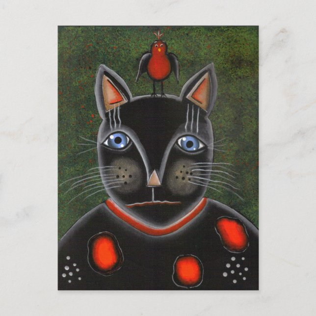 Cartão Postal Folk ART Party Cat. POR LORI EVERETT (Frente)