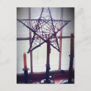 Cartão Postal Folk Art Star e Velas Ainda Vidas