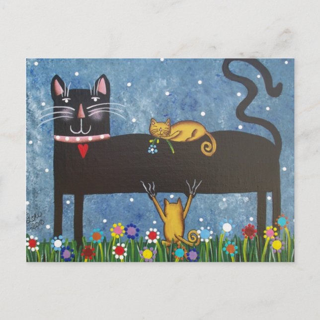 Cartão Postal Folk ART Twins de LORI EVERETT (Frente)