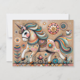 Cartão Postal Folk bohemian vibe unicorn