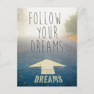 Cartão Postal Follow Your Dreams Inspirational Postcard