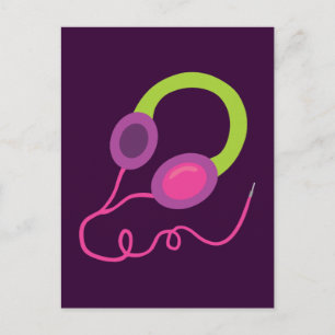 Cartão Postal Fones de ouvido neon