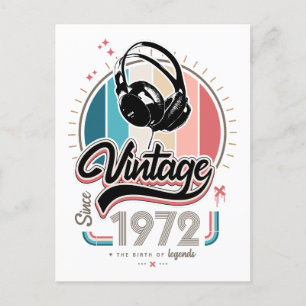 Cartão Postal Fones de ouvido vintage desde 1972