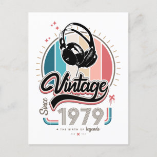 Cartão Postal Fones de ouvido vintage desde 1979