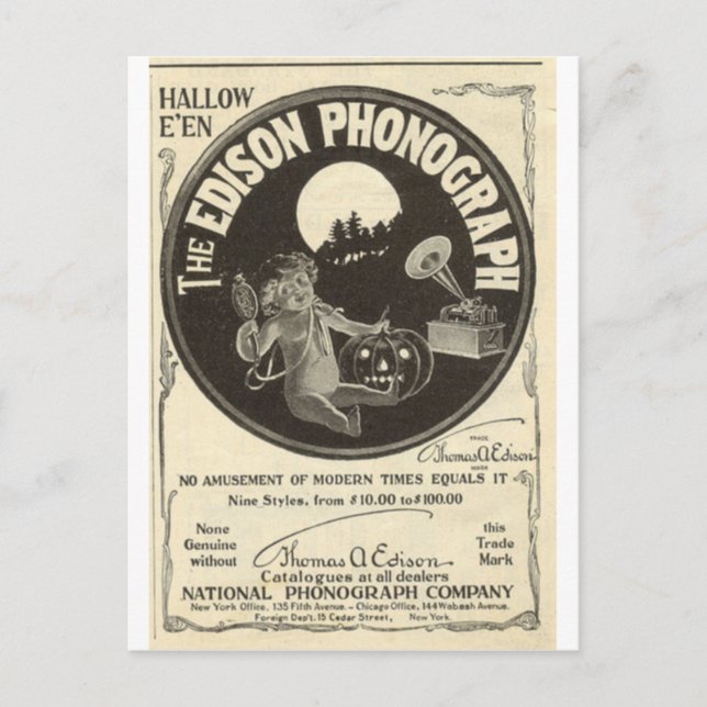 Cartão Postal fonógrafo Edison (Frente)