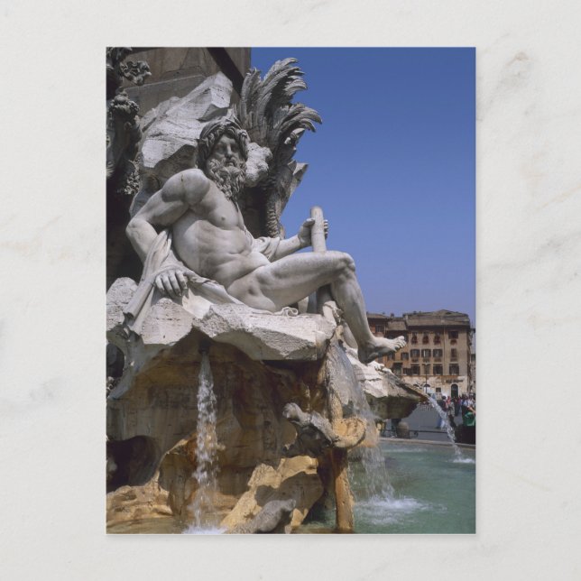 Cartão Postal Fontana dei Quattro Fiumi, Piazza Navona, Roma, (Frente)