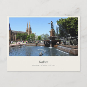 Cartão Postal Fonte Archibald e Catedral de St Marys, Sydney