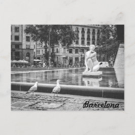Cartão Postal Fonte BnW Plaça de Catalunya, Barcelona