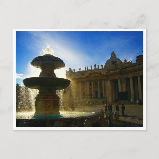 Cartão Postal fonte da cidade do vaticano (Frente)